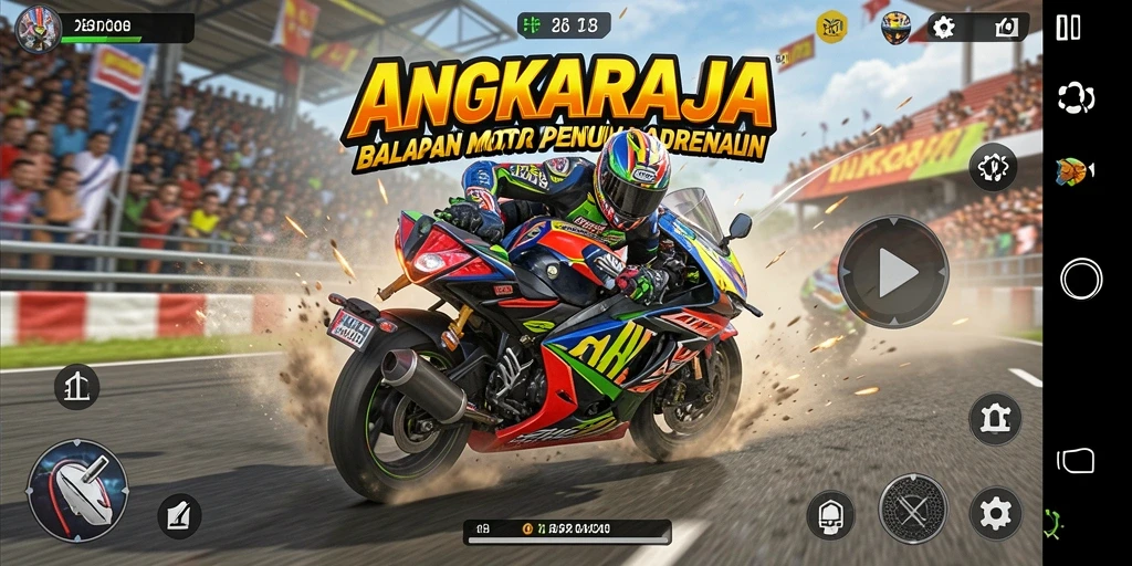 Tangkapan layar gameplay yang menunjukkan aksi balapan motor.