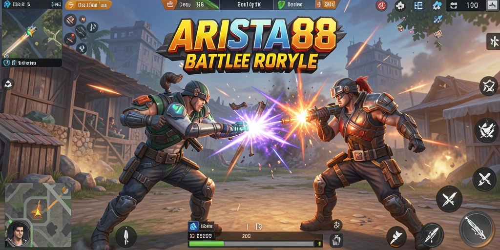 Tangkapan layar ARISTA88 menampilkan aksi intens di arena Battle Royale.