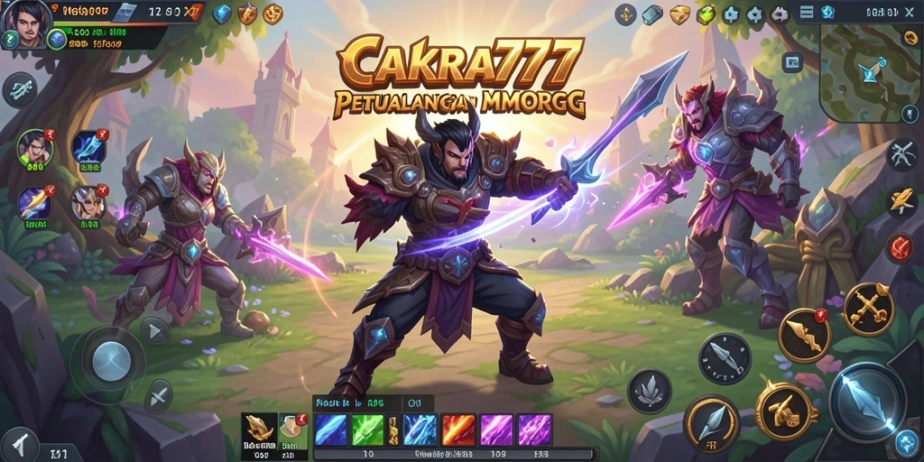 Tampilan gameplay seru dalam CAKRA777 dengan petualangan dan pertempuran epik.