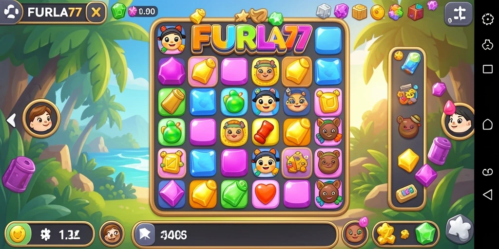 Tampilan seru dari gameplay FURLA77 yang penuh warna.
