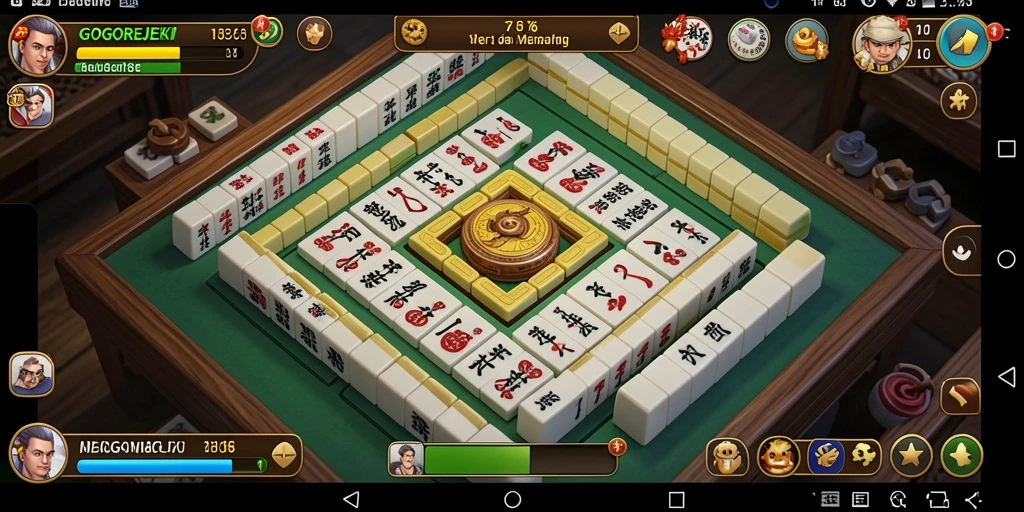 Screenshot GOGOREJEKI menunjukkan gameplay Mahjong yang menarik.
