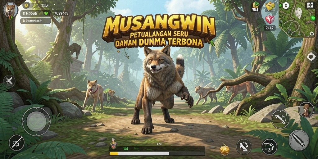 Gameplay seru di dunia terbuka MUSANGWIN yang penuh petualangan.
