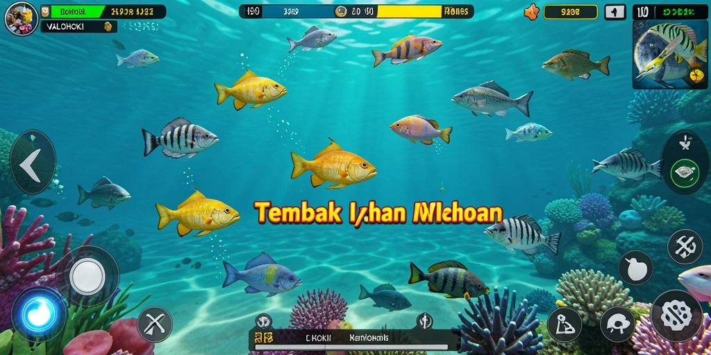 Gameplay seru VALOHOKI dengan aksi tembak ikan yang mendebarkan.