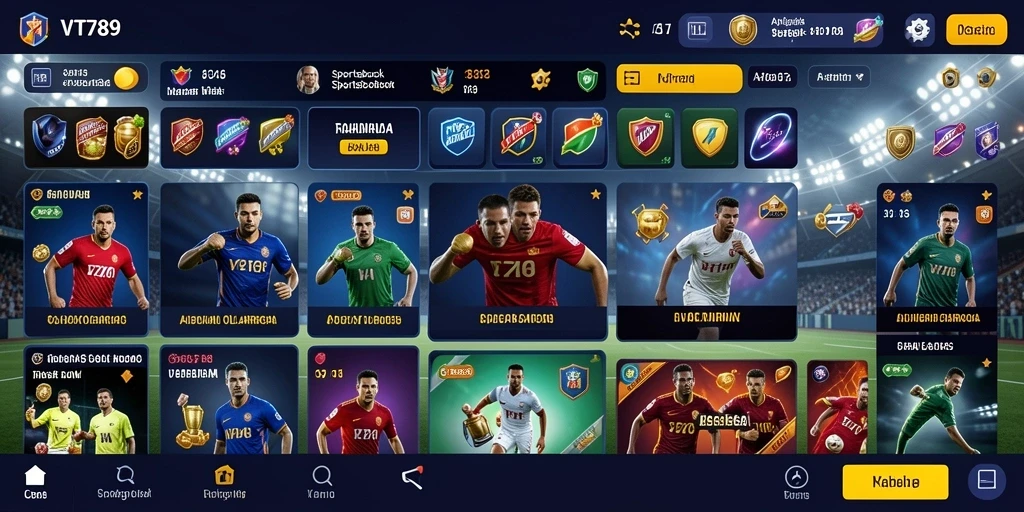 Tangkapan layar gameplay VT789 yang menunjukkan fitur taruhan olahraga.